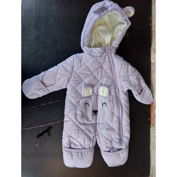 Wippette Pram Snow Suit Baby Girls Sz 0-3 Months Purple Warm Quilted Winter XY - Picture 1 of 6